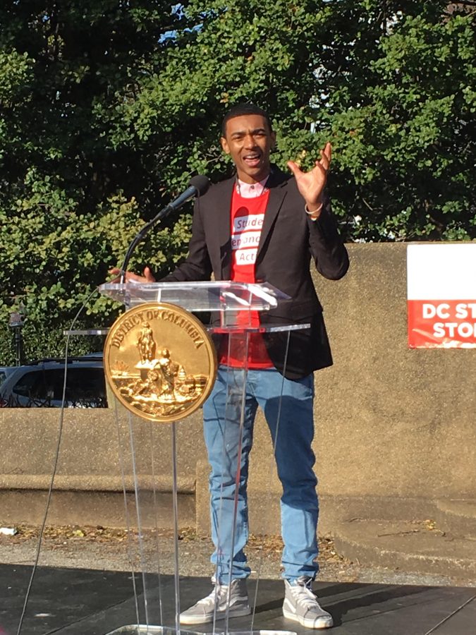 Wilson senior emceed the Rally for DC Lives