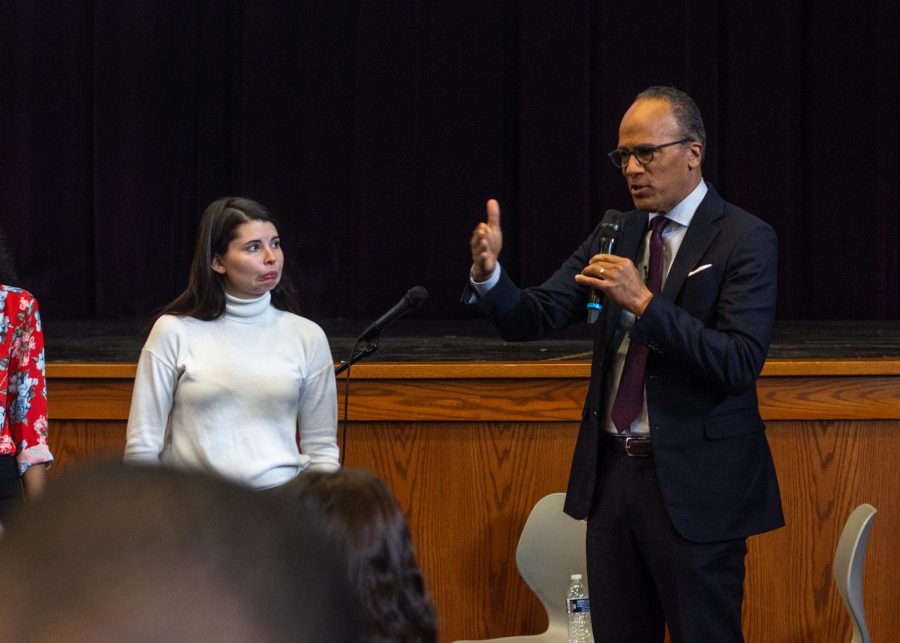 Lester Holt joins Wilson for assembly on fake news