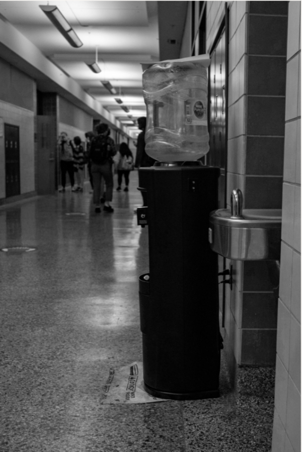 Water dispensers gone, fountains return