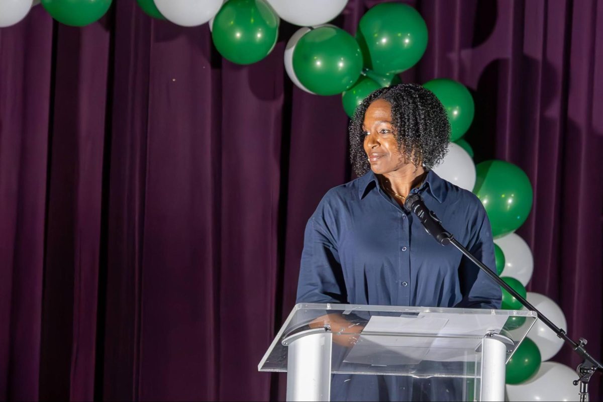 OPENING REMARKS - Athletic Director Patrice Arrington opened the fall  sports award banquet on November 16. Each coach gave four awards to athletes on their respective teams.